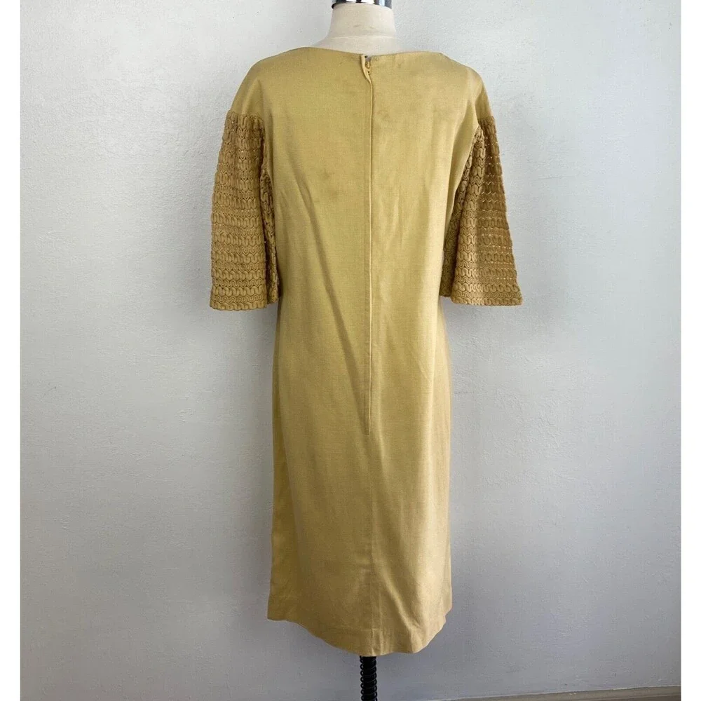 Vintage 60s Martin Berens Goldenrod Mustard Shift Dress Large Tall Juniors